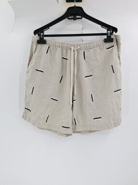 Alex Crane Bo Shorts Men’s XL 6" Linen Drawstring Icehouse Bone casual summer